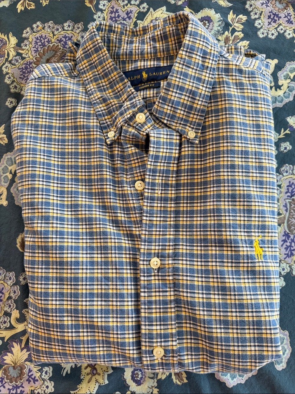 Ralph Lauren Blue and Yellow Plaid Button-Down Shirt